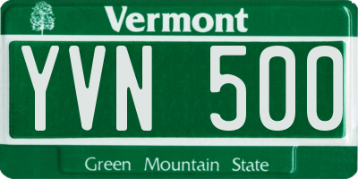 VT license plate YVN500