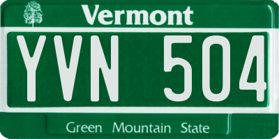 VT license plate YVN504