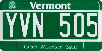 VT license plate YVN505