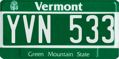 VT license plate YVN533