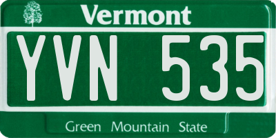 VT license plate YVN535