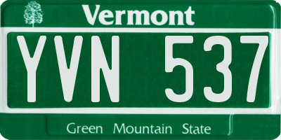 VT license plate YVN537