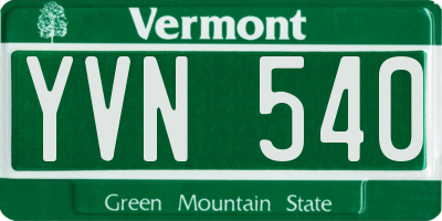 VT license plate YVN540