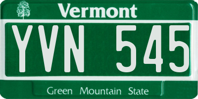 VT license plate YVN545