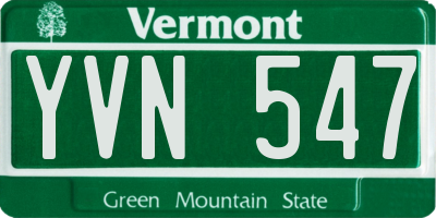 VT license plate YVN547