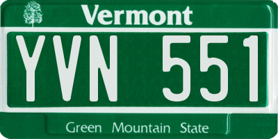VT license plate YVN551