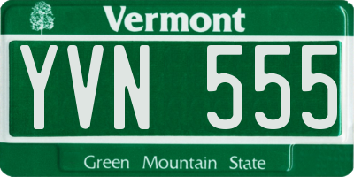 VT license plate YVN555