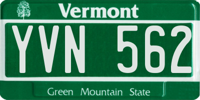 VT license plate YVN562