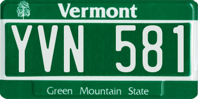VT license plate YVN581