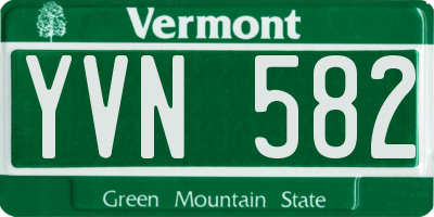 VT license plate YVN582