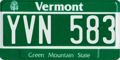 VT license plate YVN583