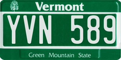 VT license plate YVN589