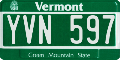 VT license plate YVN597