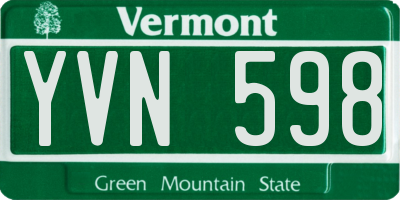 VT license plate YVN598