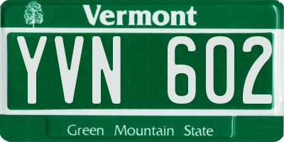 VT license plate YVN602
