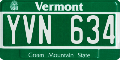VT license plate YVN634