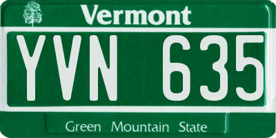 VT license plate YVN635