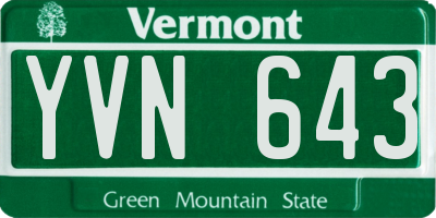 VT license plate YVN643