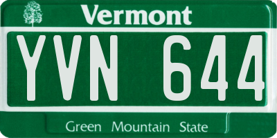 VT license plate YVN644