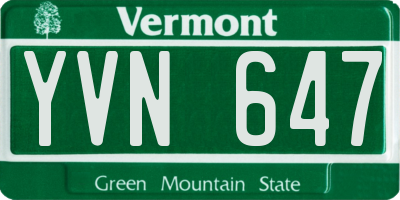 VT license plate YVN647