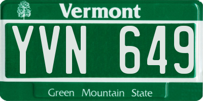 VT license plate YVN649