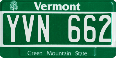 VT license plate YVN662