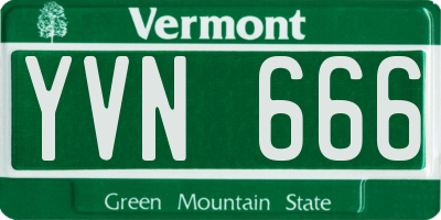 VT license plate YVN666