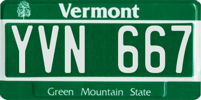 VT license plate YVN667