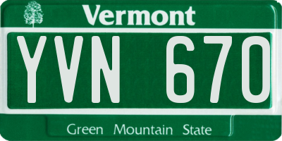 VT license plate YVN670