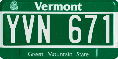 VT license plate YVN671