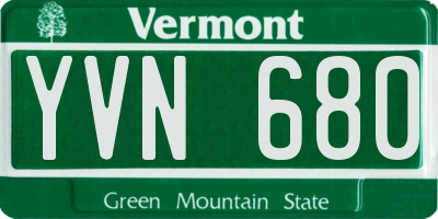 VT license plate YVN680