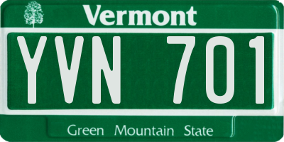 VT license plate YVN701