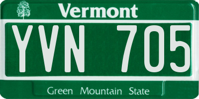 VT license plate YVN705