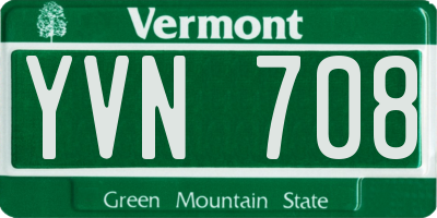VT license plate YVN708