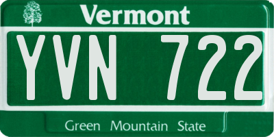 VT license plate YVN722