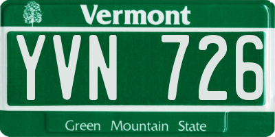 VT license plate YVN726