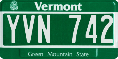 VT license plate YVN742
