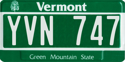 VT license plate YVN747