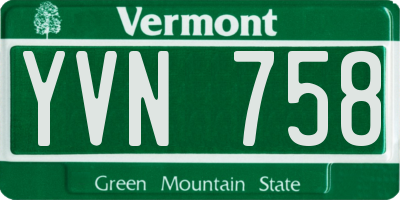 VT license plate YVN758