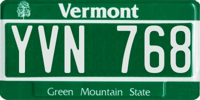 VT license plate YVN768