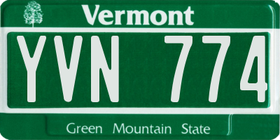 VT license plate YVN774