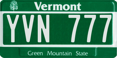 VT license plate YVN777