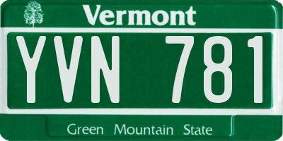 VT license plate YVN781