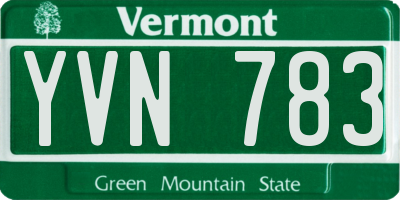 VT license plate YVN783