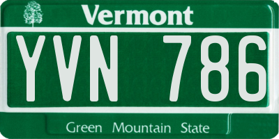 VT license plate YVN786