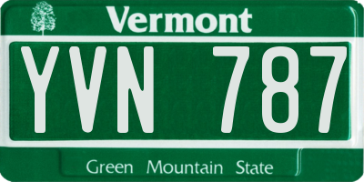 VT license plate YVN787