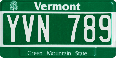 VT license plate YVN789