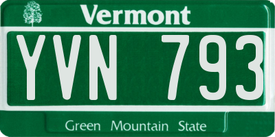 VT license plate YVN793