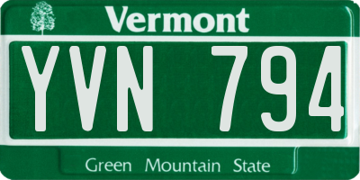 VT license plate YVN794