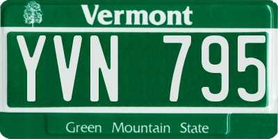VT license plate YVN795